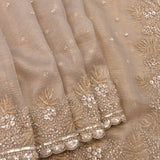 Champagne Gold Hand Embroidered Sequin Fern Pallu Saree