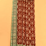 Maroon & Teal Silver Zari Floral Jaal Pure Silk Banarasi Saree With Contrast Teal Pallu