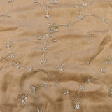 Tan Hand Embroidered Silver Floral Vine Saree