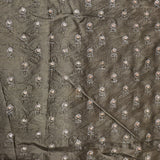 Charcoal Ikat-Print Saree With Abstract Floral Motifs And Sequin Border