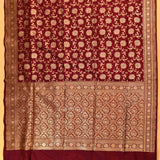 Maroon Dual Tone Zari All-Over Floral Jaal Pure Silk Banarasi Saree With Teardrop Floral Pallu