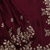 Maroon Georgette Saree With Hand Embroidered Gold Sequin Floral Border