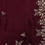 Maroon Georgette Saree With Hand Embroidered Gold Sequin Floral Border