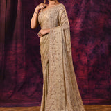 Champagne Beige Saree With All-Over Hand Embroidered Floral Buttis