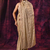 Champagne Beige Saree With All-Over Hand Embroidered Floral Buttis