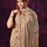Champagne Beige Saree With All-Over Hand Embroidered Floral Buttis