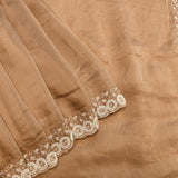 Beige Georgette Saree With Hand Embroidered Pearl Medallion Border