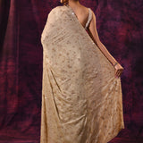 Champagne Beige Saree With All-Over Hand Embroidered Floral Buttis
