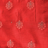Red Ikat-Print Saree With Patola-Style Peacock Motif And Sequin Border