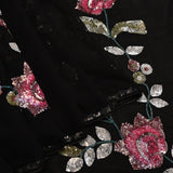 Black Georgette Saree With Hand Embroidered Sequin Rose Motifs