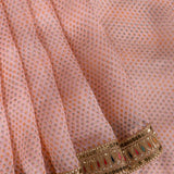 Blush Pink Georgette Saree With Multicolour Mini Paisley Print & Gold Sequin Mirror Embroidered Border