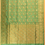 Jade Green Gold Zari Floral Jaal Pure Silk Banarasi Saree With Dense Floral Scroll Pallu