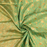 Jade Green Gold Zari Floral Jaal Pure Silk Banarasi Saree With Dense Floral Scroll Pallu