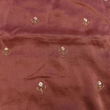 Rust Brown Georgette Saree With Hand Embroidered Butti And Scalloped Border