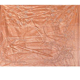 Rose Gold Saree With Criss-Cross Floral Lattice Embroidery And Wide Scalloped Border