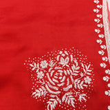 Red Georgette Saree With Hand Embroidered White Floral Border