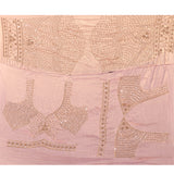 Baby Pink Saree With All-Over Hand Embroidered Floral Vine Work