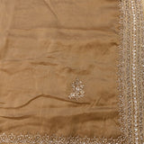 Golden Beige Georgette Saree With Heavy Hand Embroidered Sequin Border