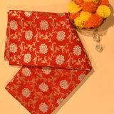 Red Dual Tone Zari All-Over Large Floral Jaal Pure Silk Banarasi Saree With Teardrop Scroll Pallu