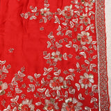 Red Georgette Saree With All Over Hand Embroidered Sequin Floral Pallu