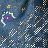 Petrol Blue Ikat-Print Saree With Giraffe Motif And Sequin Border