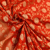 Red Dual Tone Zari All-Over Large Floral Jaal Pure Silk Banarasi Saree With Teardrop Scroll Pallu