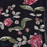 Black Georgette Saree With Hand Embroidered Sequin Rose Motifs