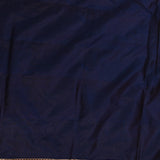 Ink Blue Copper Zari Large Lotus Floral Jaal Pure Silk Banarasi Saree With Geometric Self Border