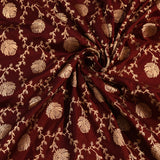 Deep Maroon Silver Zari Floral Jaal Pure Silk Banarasi Saree With Contrast Turquoise Arch Pallu