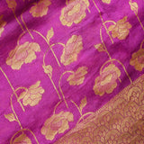 Purple Silk Banarasi Saree With Gold Lotus Brocade And Scalloped Border