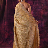 Gold Shimmer Saree With Hand Embroidered Scalloped Border Tissue Saree
