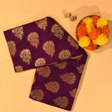 Deep Purple Gold Zari Meenakari Butti Pure Silk Banarasi Saree With Broad Plain Zari Pallu