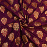 Deep Purple Gold Zari Meenakari Butti Pure Silk Banarasi Saree With Broad Plain Zari Pallu