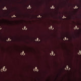 Wine Maroon Georgette Saree With All Over Hand Embroidered Butti And Chevron Border