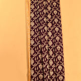 Deep Purple Gold Zari Floral Jaal Pure Silk Banarasi Saree With Contrast Marigold Yellow Pallu