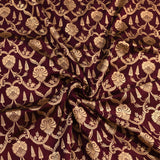 Deep Purple Gold Zari Floral Jaal Pure Silk Banarasi Saree With Contrast Marigold Yellow Pallu