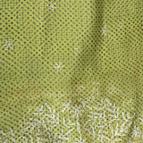 Olive Green Organza Saree With Printed Floral And Thread Embroidery