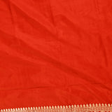 Beige & Red Silver Zari Geometric Floral Jaal Pure Silk Banarasi Saree With Contrast Red Pallu