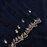 Navy Blue Georgette Saree With Hand Embroidered Mirror Work Border