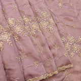 Mauve Pink Georgette Saree With All Over Hand Embroidered Sunburst Floral Jaal
