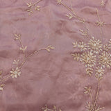 Mauve Pink Georgette Saree With All Over Hand Embroidered Sunburst Floral Jaal