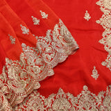 Powder Blue Georgette Saree With All Over Hand Embroidered Butti And Chevron Border