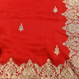 Powder Blue Georgette Saree With All Over Hand Embroidered Butti And Chevron Border