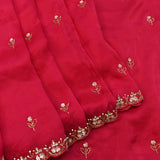 Rani Pink Georgette Saree With Hand Embroidered Floral Butti And Scalloped Border