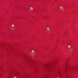 Rani Pink Georgette Saree With Hand Embroidered Floral Butti And Scalloped Border
