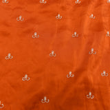 Orange Georgette Saree With All Over Hand Embroidered Butti And Chevron Border