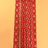 Red Gold Zari Ogee Circular Floral Jaal Pure Silk Banarasi Saree With Dense Teardrop Floral Pallu