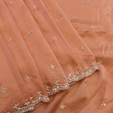 Peach Georgette Saree With All Over Hand Embroidered Star Motifs And Scalloped Border