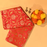Red Gold Zari Ogee Floral Paisley Jaal Pure Silk Banarasi Saree With Floral Scroll Pallu