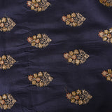 Charcoal Grey Ikat-Print Saree With Abstract Floral Motifs And Sequin Border
